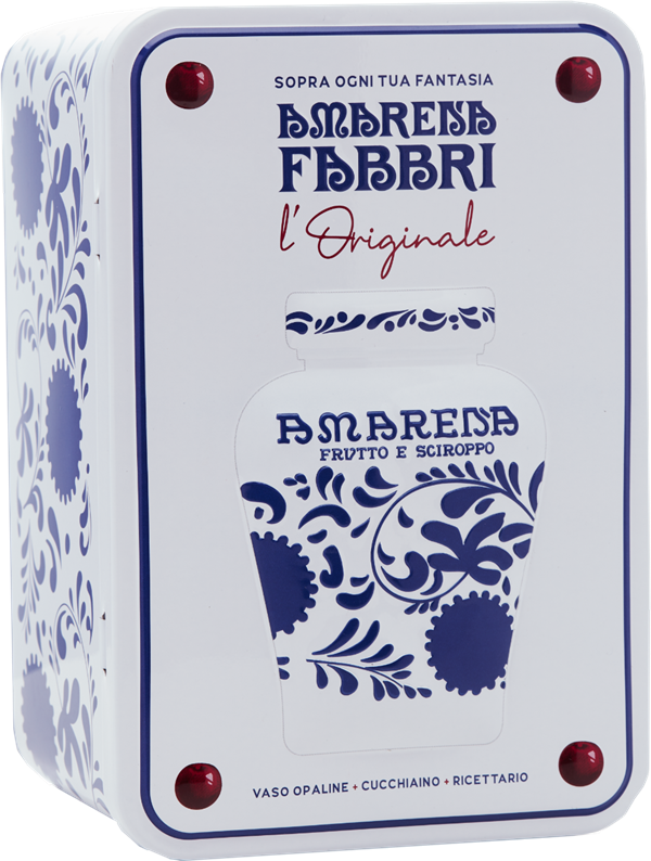Version zum Mitnehmen - Amarena Opaline 600 g in Blechschachtel